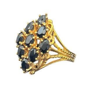 18 k HGE gold electroplate cluster cocktail ring size 8 vintage